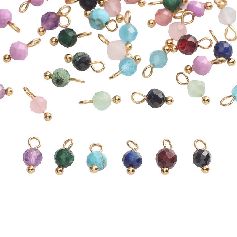 Handmade Natural Stone Pendant Beads Small Drop Earrings Bracelet Necklace Weaving Material Accessories Simple Style Jewelry
