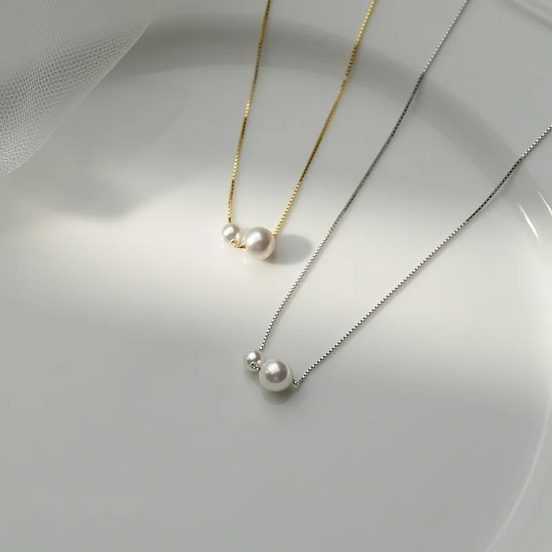 elegant simple style round imitation pearl copper necklace
