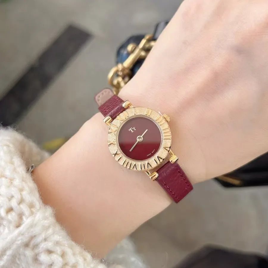 Elegant Solid Color Buckle Quartz Watch Women's Watches