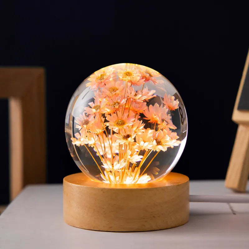 Pastoral Flower Wood Resin Night Lights Lighting Accessories