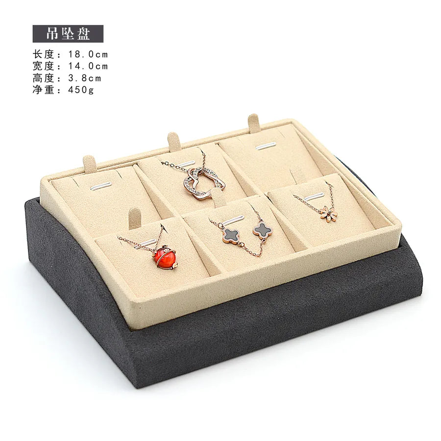 Jewelry Display Tray Counter Ring Necklace Pendants Earring Storage Plate High-End Feelings Super Fiber Material Jewelry Stand