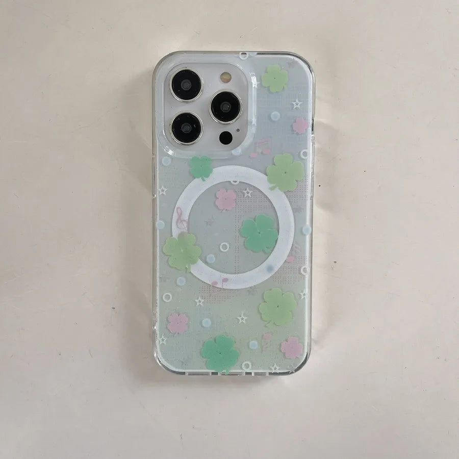 Acrylic Four Leaf Clover Cute Lady Phone Cases Airbag Bracket Phone Accessories