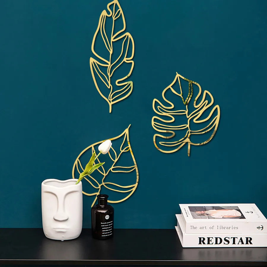 fashion leaves plastic wall sticker