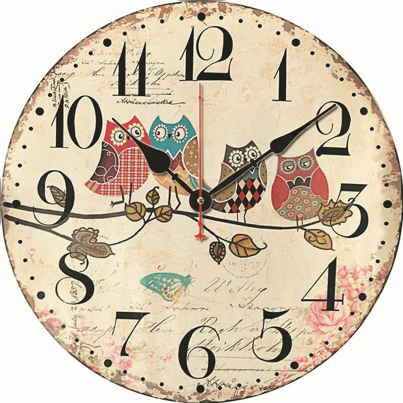 A generation of  wall clock retro simple wooden clock wall hanging decorative round clock creative mute clock