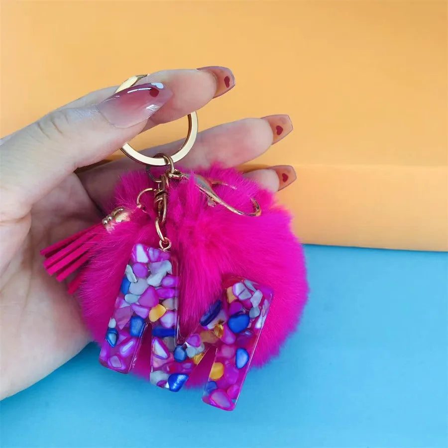 Simple Style Commute Letter Hairball Resin Unisex Bag Pendant Keychain