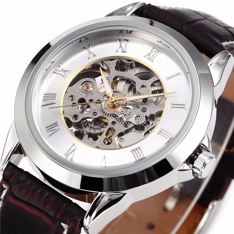 Retro Color Block Butterfly Double Snap Buckle Mechanical Watch Men's Watches
