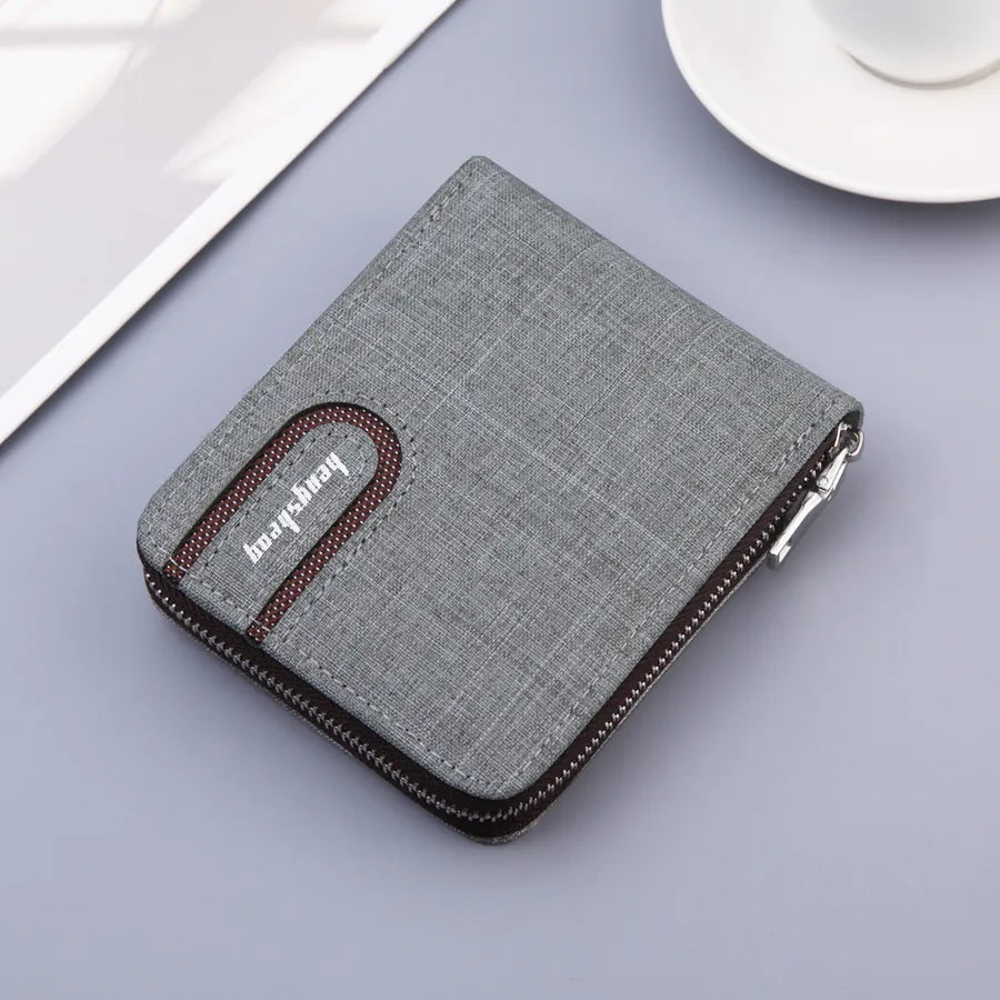 men's short wallet men wallet zipper wallet canvas small wallet multi-functional dollar multi-Card Factory