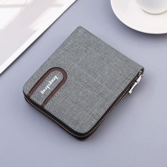 men's short wallet men wallet zipper wallet canvas small wallet multi-functional dollar multi-Card Factory