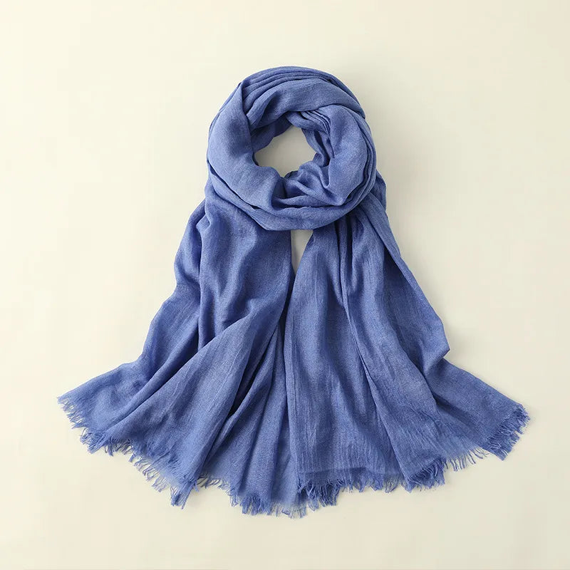 women's elegant solid color cotton silk scarves