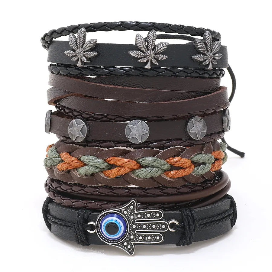 hip-hop solid color pu leather men's bangle 1 piece