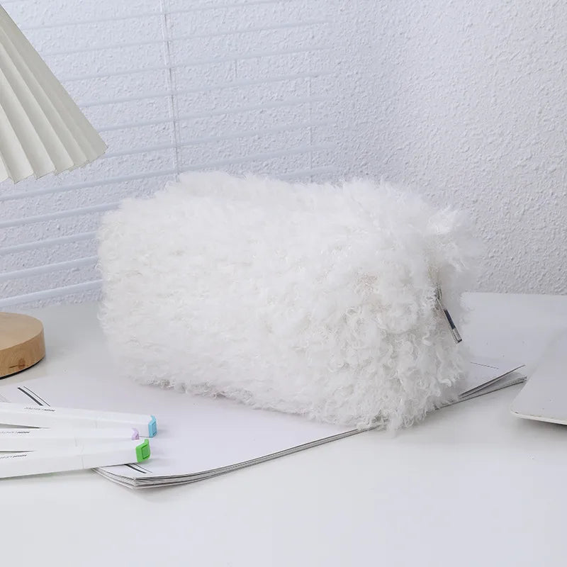 Solid Color Plush School Korean Style Pencil Case