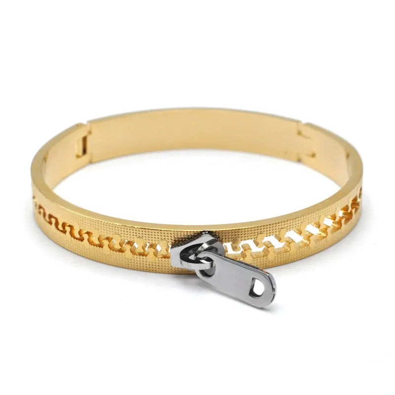 Cool Style Zipper 304 Stainless Steel Bangle In Bulk