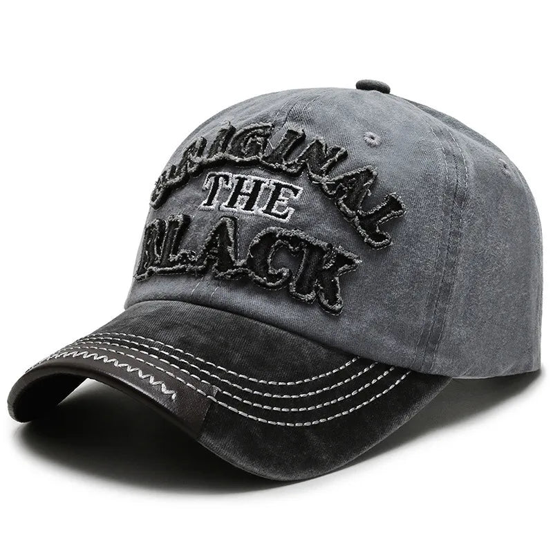 Washed Outdoorsy Baseball Cap With Embroidered Letters Unisex Sporty Fashionable Duckbill Cap Spring Autumn Simple Style
