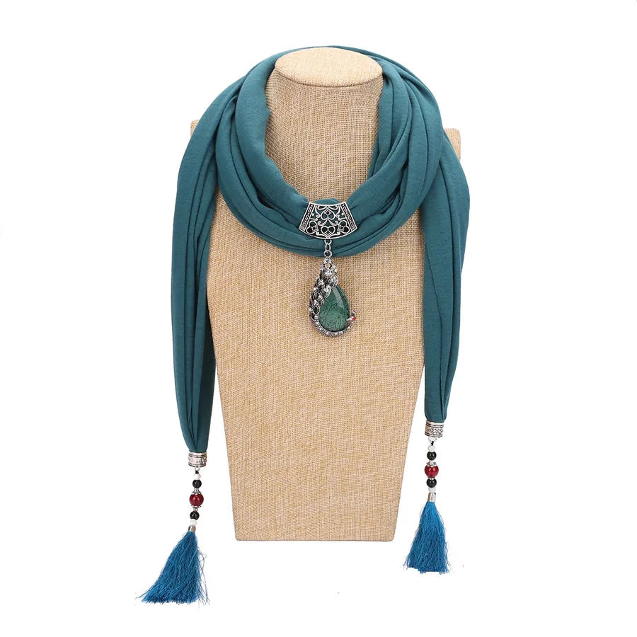 women's elegant solid color cotton tassel scarf