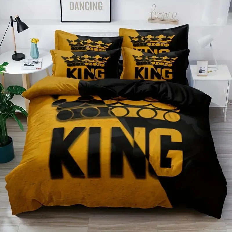 Casual Letter Color Block Crown chemical fiber Beddings Bedding