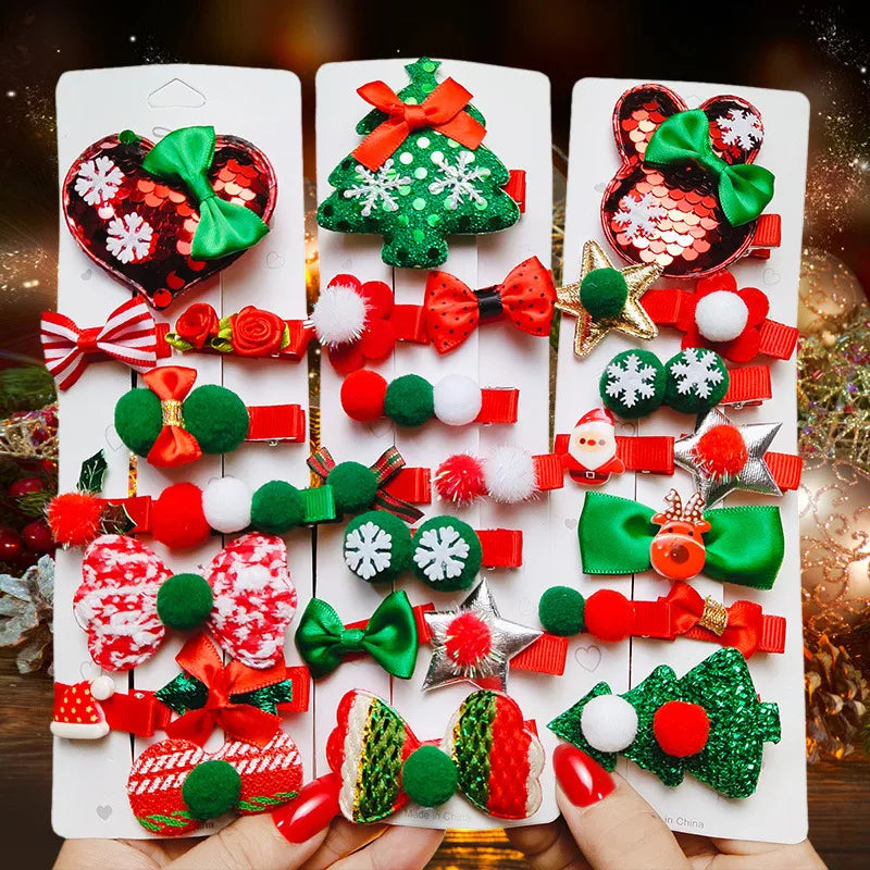 Christmas Christmas Bow Knot Cloth Metal Party Hairpin