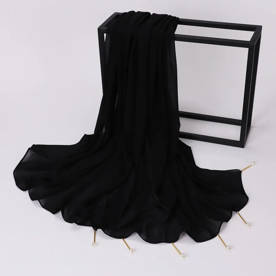 women's casual elegant sweet solid color chiffon hijab