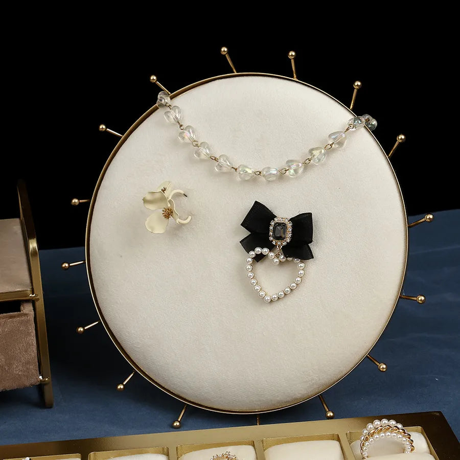 Artistic Velvet And Metal Jewelry Display Stand Necklace Bracelet Ring Tray Set Elegant Jewelry Box For Fashion Accessories