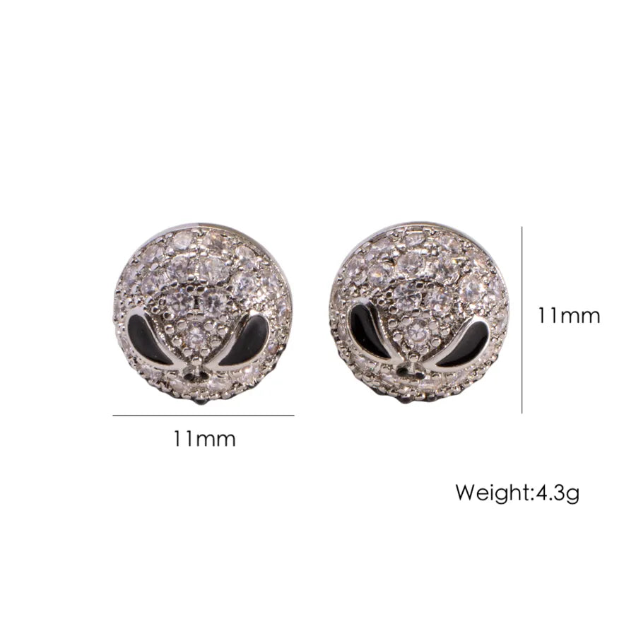 Gothic Style Pumpkin Skull Diamond Embedded Copper Necklace Earring Jewelry Set Halloween Decorations Unisex Autumn Winter