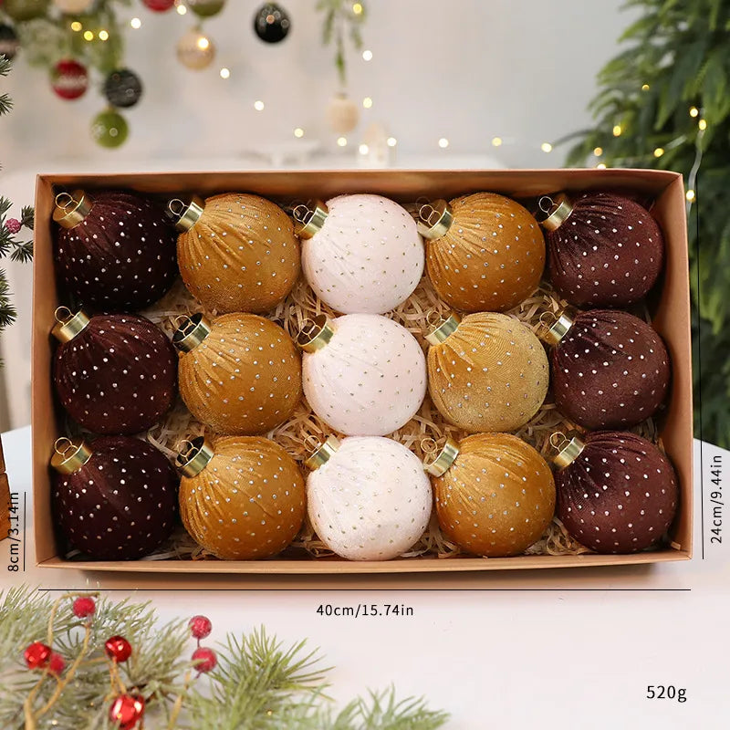 Luxurious Velvet Christmas Ball Ornament Star Embellished Christmas Tree Decoration Festive Fabric Star Stuffed Ball Hanging