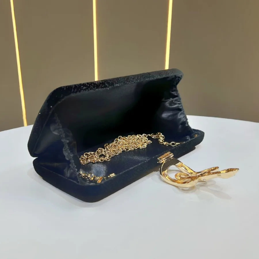 Fashionable Velvet Clutch Bag With Snake Lock For Dinner Party Versatile Crossbody Bag Elegant Evening Handbag Women's Purse