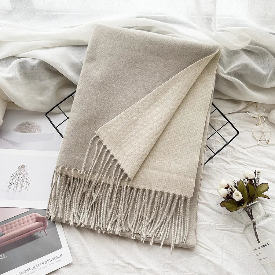 Unisex Sweet Simple Style Solid Color Imitation cashmere Polyester Scarf