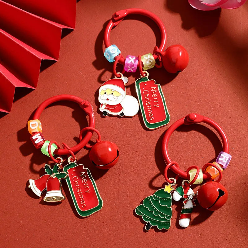 Creative Metal Santa Claus Keychain Christmas Themed Cartoon Small Tag Pendant Couple's Bag Accessory Unique Gift