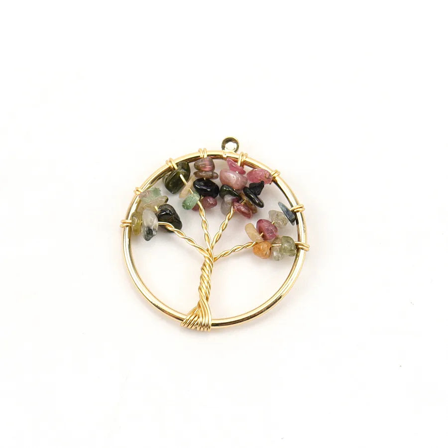 simple style lucky tree natural stone agate wholesale pendants