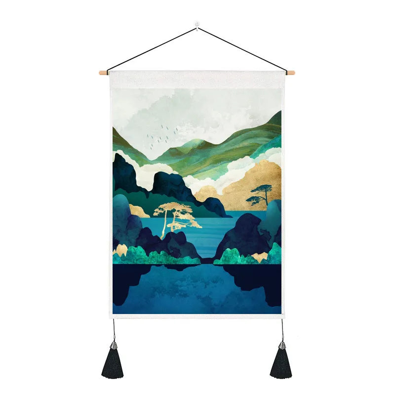 elegant landscape polyester tapestry artificial decorations