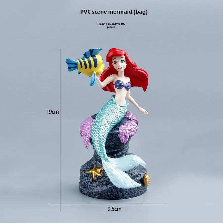 Ocean World theme cake decoration standing sitting mermaid scene hand-made model car doll