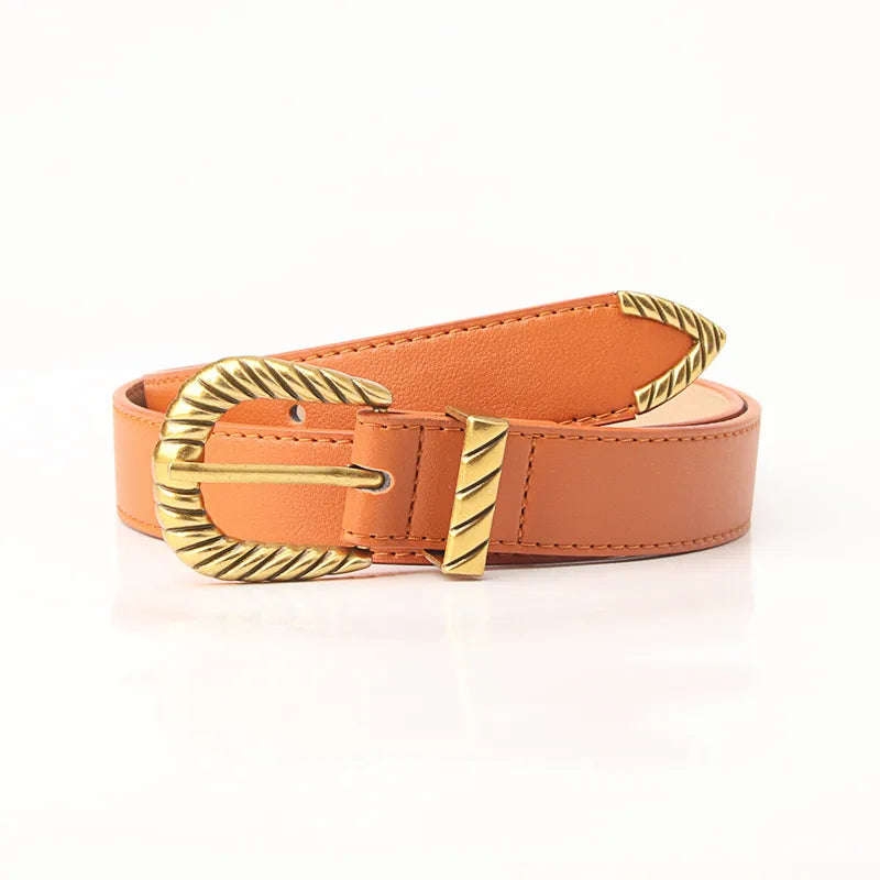 Simple Style Solid Color Pu Leather Alloy Women's Leather Belts