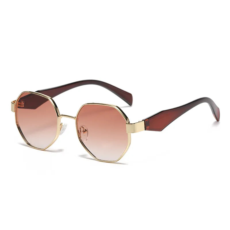 New Style Sunglasses High Sense Women's Personality Modern Box Polygon Metal Sunglasses UV Protection Sunglasses