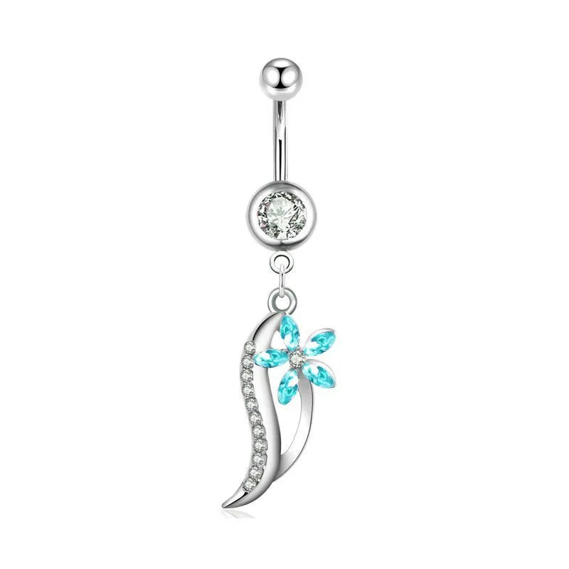 1 Piece Belly Rings Simple Style Color Block 304 Stainless Steel Inlay Zircon