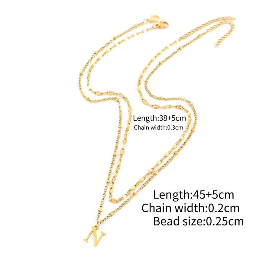 Wholesale Jewelry Simple Style Classic Style letter 201 Stainless Steel 304 Stainless Steel Side Clip Bead Necklace Lip Chain Pendant Necklace