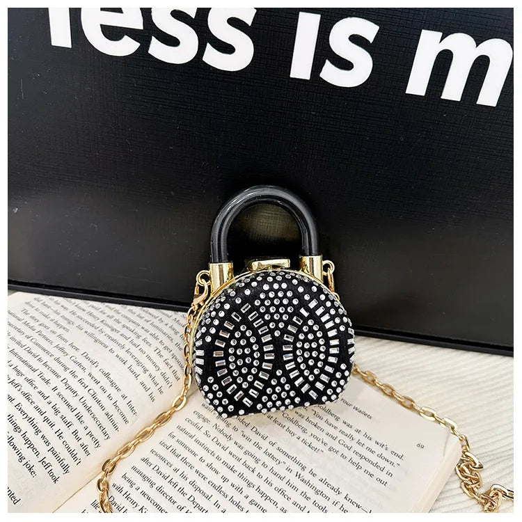 Women's PU Geometric Square Elegant Streetwear Lock Hollow Semicircle Round Square Lock clasp Handbag Crossbody Bag