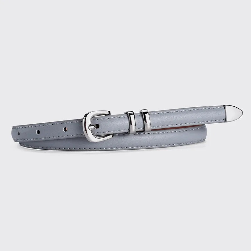 New simple  silver buckle three-piece women's belt high-grade decorative student youth jeans thin belt