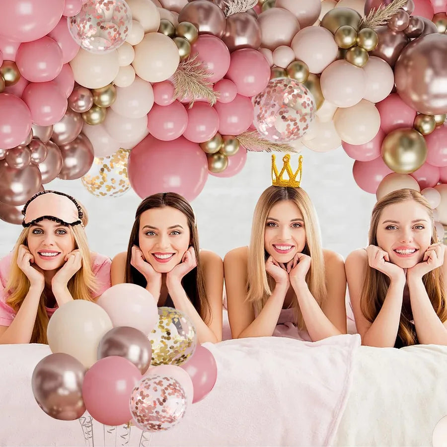 Retro Rose Gold Balloon Chain Wedding Party Team Bride Decoration Prop Balloon Set Atmosphere Decor Latex Material For Valentine's Day Birthday Camping