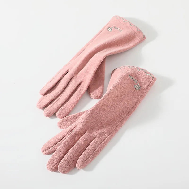 women's fashion solid color velvet polyester gloves 1 pair