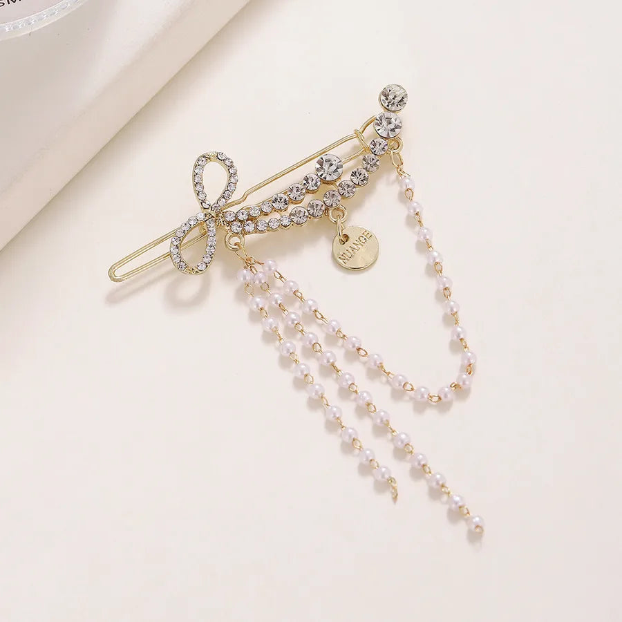 Modern Style Shiny Women's Solid Color Alloy Inlay Crystal Hair Clip