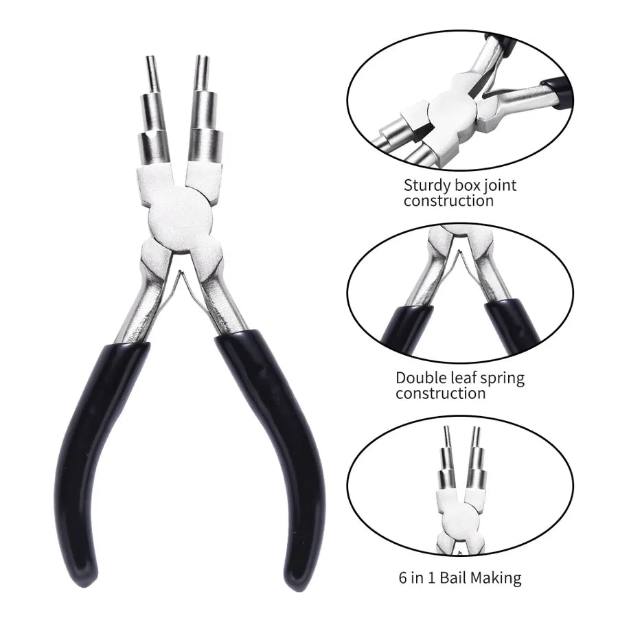 DIY Nickel Iron Round Nose Pliers Jewelry Making Hand Tool Winding Wire Shaping Six Section Pliers Carbon Steel Jewelry Accessories