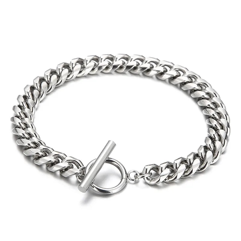 hip-hop retro punk solid color titanium steel polishing men's bracelets