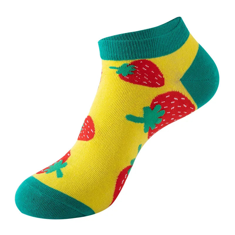 Unisex Cute Modern Style Fruit Strawberry Watermelon Cotton Ankle Socks A Pair