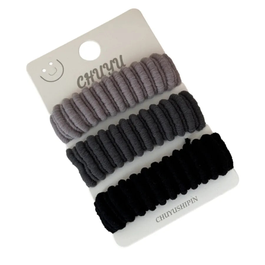 High Elasticity Hair Ties Set Of Three Non-Damaging Wide-Edged Hair Bands Ball Head Skin Cover Head Ropes Versatile Hair Accessories