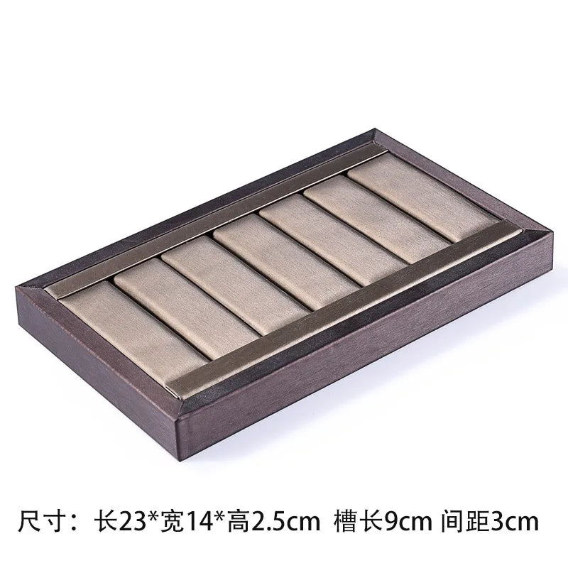 Jewelry Display Stand Ring Earring Bracelet Organizer Counter Decoration Rectangular Wooden Tray Luxury Feel Combination Craft