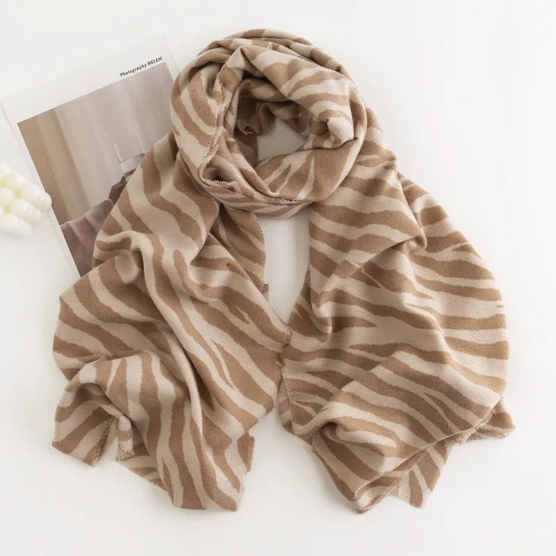 new fashion leopard print cashmere scarf women's  commuter printed warm cold-proof scarf wholesale