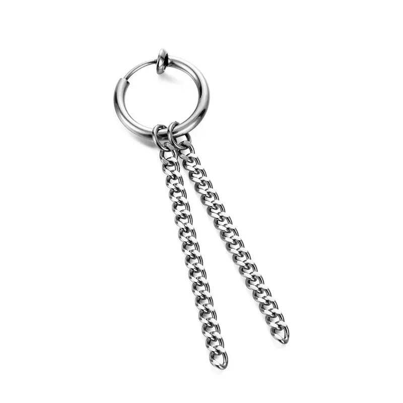 1 Piece Halloween Simple Style Pentagram Skull Plating Chain Titanium Steel Drop Earrings