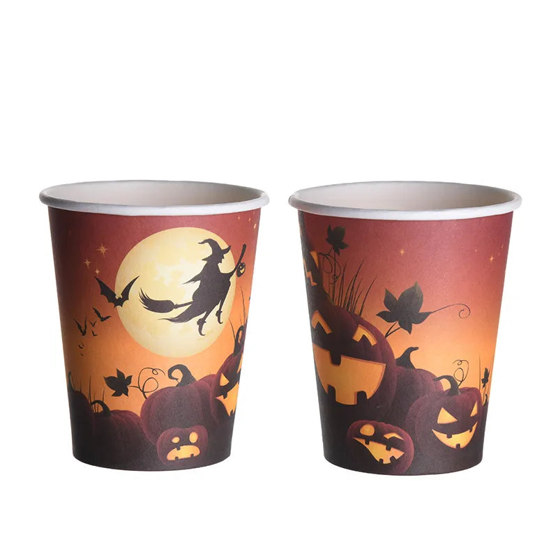 halloween simple style pumpkin spider paper festival tableware