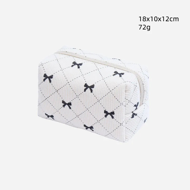 Cute Bow Knot Cotton Square Makeup Bags & Storage
