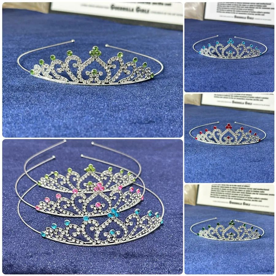 Elegant Simple Alloy Rhinestone Crown Hair Hoop Bride Children Wedding Performance Crown Head Buckle  Hair Accessories