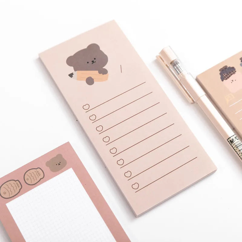 korean style ins cookie bear notepad tearable portable notes left sticky notes memo small book